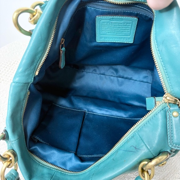 PROJECT Coach Kristin East West Leather Zip Tote 16814 Aegean Large Shoulder Bag - Picture 12 of 12